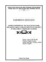 (SKKN mới NHẤT) some experiences to teach english speaking skill for students in grade 5 in điện biên 1 primary school  