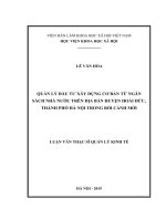 (LUẬN văn THẠC sĩ) quản lý đầu tư xây dựng cơ bản từ ngân sách nhà nước trên địa bàn huyện hoài đức, thành phố hà nội trong bối cảnh mới 