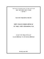 (LUẬN văn THẠC sĩ) MIỄN TRÁCH NHIỆM HÌNH sự từ THỰC TIỄN TỈNH ĐỒNG NAI 