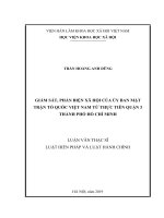 (LUẬN văn THẠC sĩ) luận văn thạc sĩ giám sát, phản biện xã hội của ủy ban mặt trận tổ quốc việt nam từ thực tiễn quận 3, thành phố hồ chí minh 