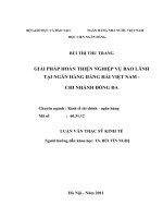 0045 giải pháp hoàn thiện nghiệp vụ bảo lãnh tại NH hàng hải việt nam   chi nhánh đống đa luận văn thạc sĩ kinh tế