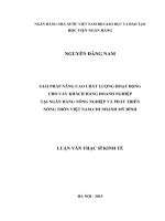 0213 giải pháp nâng cao chất lượng hoạt động cho vay khách hàng doanh nghiệp tại NH nông nghiệp và phát triển nông thôn việt nam chi nhánh mỹ đình luận văn thạc sỹ kinh tế