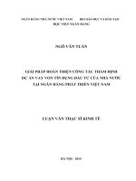 0026 giải pháp hoàn thiện công tác thẩm định dự án vay vốn tín dụng đầu tư của nhà nước tại NH phát triển việt nam luận văn thạc sỹ kinh tế