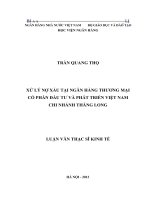 1435 xử lý nợ xấu tại NHTM CP đầu tư và phát triển việt nam chi nhánh thăng long luận văn thạc sĩ kinh tế