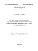 0503 Giải pháp tín dụng hỗ trợ phát triển kinh tế nông nghiệp nông thôn tại NH Nông nghiệp và Phát triển nông thôn Việt Nam - Chi nhánh Hải Dương Luận văn Thạc sĩ Kinh tế