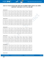 Đáp án đề thi tốt nghiệp THPT QG Môn Lịch Sử năm 2021 - 24 mã đề