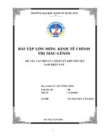 BÀI tập lớn môn KINH tế CHÍNH TRỊ mác LÊNIN đề tài VAI TRÒ của TÍCH lũy đối với VIỆT NAM HIỆN NAY 