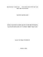 0834 nâng cao chất lượng quản lý rủi ro tín dụng tại NH đầu tư và phát triển việt nam luận văn thạc sĩ kinh tế