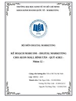 KẾ HOẠCH MARCOM – DIGITAL MARKETING CHO AEON MALL BÌNH tân   QUÝ 42021 