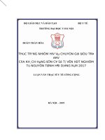 (LUẬN văn THẠC sĩ) thực trạng có kết quả xét nghiệm sàng lọc dương tính HIV và chuyển gửi điều trị ARV của khách hàng đến cơ sở tư vấn xét nghiệm tự nguyện tỉnh hải dương năm 2017 