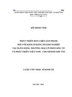0960 phát triển bán chéo sản phẩm đối với khách hàng doanh nghiệp tại NHTM CP đầu tư và phát triển việt nam   chi nhánh sơn tây luận văn thạc sỹ kinh tế