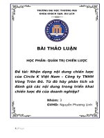 Nhận dạng nội dung chiến lược của Circle K Việt Nam – công ty TNHH vòng tròn đỏ và phân tích, đánh giá các nội dung trong triển khai chiến lược đó của doanh nghiệp