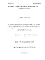 079 GIẢI PHÁP PHÒNG NGỪA và hạn CHẾ rủi RO TRONG HOẠT ĐỘNG tín DỤNG tại NGÂN HÀNG đầu tư và PHÁT TRIỂN VIỆT NAM,LUẬN văn THẠC sĩ KINH tế