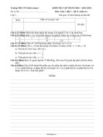 Kiểm tra tập trung học kì I môn: Toán 7 (lần 3  tiết 31  tuần 16)51092