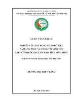 (LUẬN văn THẠC sĩ) nghiên cứu xây dựng cơ sở dữ liệu nấm lớn phục vụ công tác bảo tồn tại vườn quốc gia tam đảo, tỉnh vĩnh phúc 