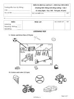 Kiểm tra định kỳ cuối kỳ II – Năm học 2013  2014  Chương trình Tiếng Anh tăng cường – Lớp 1 (Kỹ năng Nghe – Đọc Viết )49576