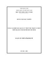 Nâng cao hiệu quả quản lý thuế thu nhập cá nhân trên địa bàn thành phố Hồ Chí Minh