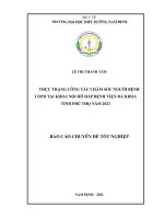 THỰC TRẠNG CÔNG tác CHĂM sóc NGƯỜI BỆNH COPD tại KHOA nội hô hấp BỆNH VIỆN đa KHOA TỈNH PHÚ THỌ năm 2021 