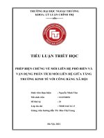 TIỂU LUẬN TRIẾT học PHÉP BIỆN CHỨNG về mối LIÊN hệ PHỔ BIẾN và vận DỤNG PHÂN TÍCH mối LIÊN hệ GIỮA TĂNG TRƯỞNG KINH tế với CÔNG BẰNG xã hội 