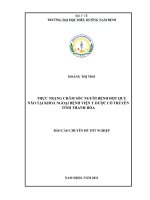 Thực trạng chăm sóc người bệnh đột quỵ não tại khoa ngoại bệnh viện y dược cổ truyền thanh hóa 