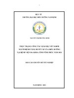 Thực trạng công tác giáo dục sức khỏe người bệnh tăng huyết áp của điều dưỡng tại bệnh viện đa khoa tỉnh vĩnh phúc 
