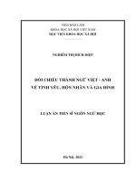 ĐỐI CHIẾU THÀNH NGỮ VIỆT- ANH VỀ TÌNH YÊU, HÔN NHÂN VÀ GIA ĐÌNH