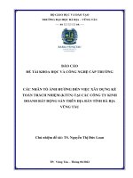 Các nhân tố ảnh hưởng đến việc xây dựng kế toán trách nhiệm (KTTN) tại các công ty kinh doanh bất động sản trên địa bàn tỉnh bà rịa vũng tàu 