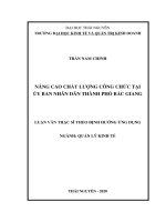 (LUẬN văn THẠC sĩ) quản lý kinh tế nâng cao chất lượng công chức tại UBND thành phố bắc giang 