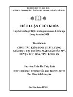 (tiểu luận cán bộ quản lý giáo dục) CÔNG tác KIỂM ĐỊNH CHẤT LƯỢNG GIÁO dục tại TRƯỜNG mẫu GIÁO tân mỹ, HUYỆN đức hòa, TỈNH LONG AN 