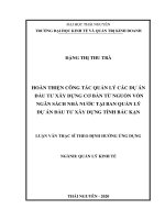 (LUẬN văn THẠC sĩ) quản lý kinh tế hoàn thiện công tác quản lý các dự án đầu tư xây dựng cơ bản từ nguồn vốn ngân sách nhà nước tại ban quản lý dự án đầu tư xây dựng tỉnh bắc kạn 