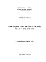 (LUẬN văn THẠC sĩ) hoàn thiện hệ thống kiểm soát nội bộ tại sở nội vụ tỉnh bình định 