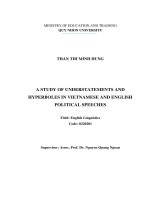 (LUẬN văn THẠC sĩ) a study of understatements and hyberboles in vietnamese and english political speeches 