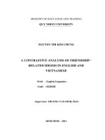 (LUẬN văn THẠC sĩ) a contrastive analysis of friendship related idioms in english and vietnamese 