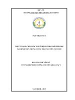 (LUẬN văn THẠC sĩ) thực trạng chăm sóc người bệnh theo mô hình đội tại bệnh viện trung ương thái nguyên năm 2019 
