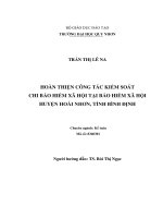 (LUẬN văn THẠC sĩ) hoàn thiện công tác kiểm soát chi bảo hiểm xã hội tại bảo hiểm xã hội huyện hoàn nhơn, tỉnh bình định 