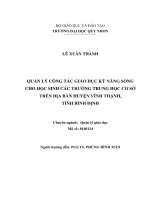 (LUẬN văn THẠC sĩ) quản lý công tác giáo dục kỹ năng sống cho học sinh các trường trung học cơ sở trên địa bàn huyện vĩnh thạnh, tỉnh bình định 