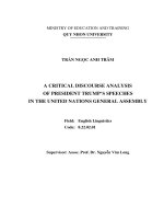 (LUẬN văn THẠC sĩ) a critical discourse analysis of president trump speeches in the united nation general assembly 