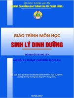 Giáo trình Sinh lý dinh dưỡng (Nghề Kỹ thuật chế biến món ăn - Trình độ Trung cấp): Phần 1 - CĐ GTVT Trung ương I