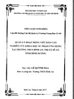 (tiểu luận cán bộ quản lý giáo dục) quản lý hoạt động viết báo cáo nckh sư phạm ứng dụng tại trường thcs bình an 