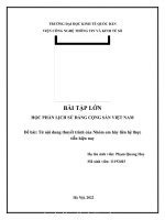 BÀI tập lớn học PHẦN LỊCH sử ĐẢNG CỘNG sản VIỆT NAM đề bài từ nội dung thuyết trình của nhóm em hãy liên hệ thực tiễn hiện nay 