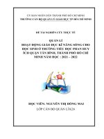 HOẠT ĐỘNG GIÁO dục kĩ NĂNG SỐNG CHO học SINH ở TRƯỜNG TIỂU học PHAN HUY ÍCH QUẬN tân BÌNH, THÀNH PHỐ hồ CHÍ MINH năm học  2021 – 2022 