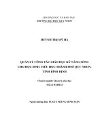 (LUẬN văn THẠC sĩ) quản lý công tác giáo dục kỹ năng sống cho học sinh tiểu học thành phố quy nhơn, tỉnh bình định 