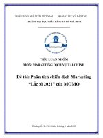 TIỂU LUẬN NHÓM môn MARKETING DỊCH vụ tài CHÍNH đề tài phân tích chiến dịch marketing lắc xì 2021 của MOMO 