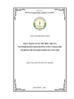 (LUẬN văn THẠC sĩ) thực trạng tuân thủ điều trị của người bệnh đái tháo đường type 2 ngoại trú tại bệnh viện đa khoa đống đa năm 2020 