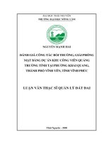 (LUẬN văn THẠC sĩ) đánh giá công tác bồi thường, giải phóng mặt bằng dự án khu công viên quảng trường tỉnh tại phường khai quang, thành phố vĩnh yên, tỉnh vĩnh phúc 