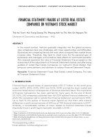 FINANCIAL STATEMENT FRAUDS AT LISTED REAL ESTATE COMPANIES ON VIETNAM’S STOCK MARKET45459