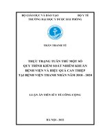 Thực trạng tuân thủ một số quy trình kiểm soát nhiễm khuẩn bệnh viện và hiệu quả can thiệp tại Bệnh viện Thanh Nhàn năm 2018 - 2020