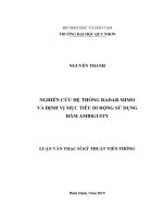 (LUẬN văn THẠC sĩ) nghiên cứu hệ thống radar mimo và định vị mục tiêu di động sử dụng hàm ambiguity 
