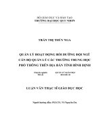 (LUẬN văn THẠC sĩ) quản lý hoạt động bồi dưỡng đội ngũ cán bộ quản lý các trường trung học phổ thông trên địa bàn tỉnh bình định 