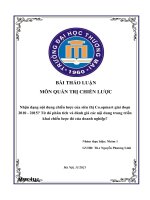 Nhận dạng nội dung chiến lược của siêu thị co.opmart giai đoạn 2010 đến 2015, từ đó phân tích và đánh giá các nội dung trong triển khai chiến lược đó của doanh nghiệp